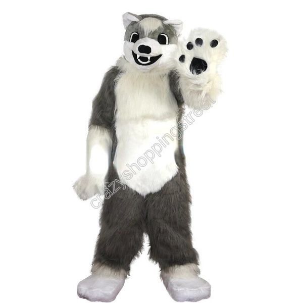 Disfraz de mascota de lobo gris de Halloween, disfraz de personaje de Anime de dibujos animados de alta calidad, disfraces de fiesta de Carnaval de Navidad