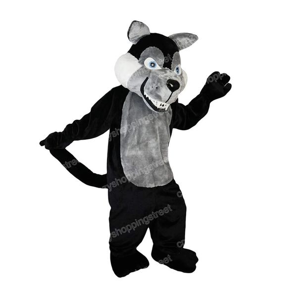 Disfraz de mascota de lobo gris de Halloween Personaje temático de anime de dibujos animados de calidad superior Adultos Tamaño Carnaval de Navidad Fiesta de cumpleaños Traje al aire libre