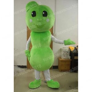 Costume de mascotte de haricots verts d'Halloween, personnage de thème de dessin animé de haute qualité, carnaval, taille adulte, tenue fantaisie de fête d'anniversaire de Noël