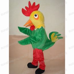 Costume de mascotte de poulet vert d'Halloween, personnage de thème animal de qualité supérieure, carnaval, taille adulte, robe de fête d'anniversaire de Noël