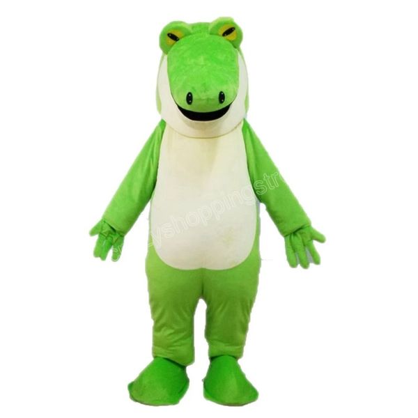 Costume de mascotte de crocodile vert d'Halloween de qualité supérieure Cartoon Alligator Anime thème personnage Adultes Taille Carnaval de Noël Fête d'anniversaire Tenue de plein air