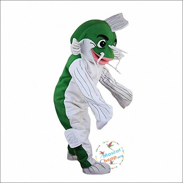 Costume de mascotte de dessin animé de poisson vert d'Halloween, personnage de thème animé, Costumes fantaisie de fête de carnaval de Noël, taille adulte, tenue d'extérieur