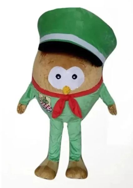 Costume de mascotte de hibou de chapeau vert d'Halloween, personnage de thème animé, taille adulte, carnaval de Noël, fête d'anniversaire, tenue fantaisie