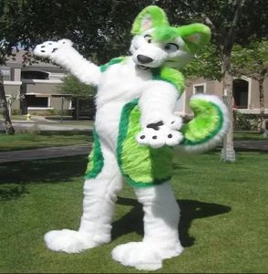 Halloween Green Husky Fursuit Dog Fox Mascot Costume Birthday Party Anime Stroth Fancy Dress Costume Customation Characoning Toping