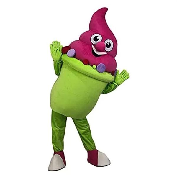 Costume de mascotte de crème glacée verte d'Halloween Top qualité dessin animé en peluche thème Anime personnage de Noël carnaval adultes fête d'anniversaire 1826