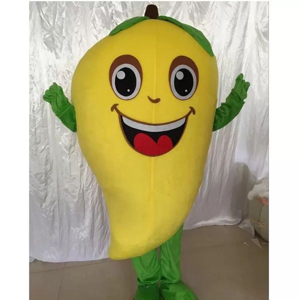 Disfraz de mascota de mango verde de Halloween Alta calidad personalizar Personaje de tema de anime de fruta de dibujos animados Tamaño adulto Carnaval Navidad Vestido de fiesta de lujo