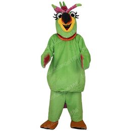 Halloween Green Parrot Bird Mascot Karakter Kostuum Hoogwaardige cartoon pluche dier anime thema karakter volwassen maat kerst carnaval festival fancy jurk