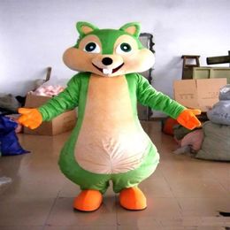 Costume de mascotte d'écureuil vert d'Halloween de haute qualité Personnaliser le personnage de thème d'anime de dessin animé Taille adulte Robe fantaisie de carnaval de Noël