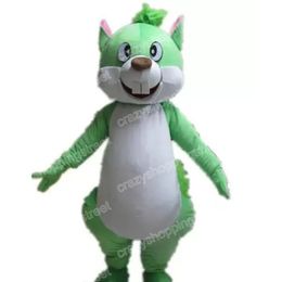 Costume da mascotte scoiattolo verde di Halloween Abiti da personaggio dei cartoni animati di alta qualità Abiti da carnevale di Natale Abiti da esterno per feste di compleanno per adulti