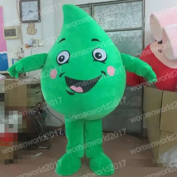 Halloween Green Water Drop Mascot Costume Top Quality Cartoon Characon Turnits Suit Unisexe Adults tenue Birthday Christmas Carnival Fancy Dishing