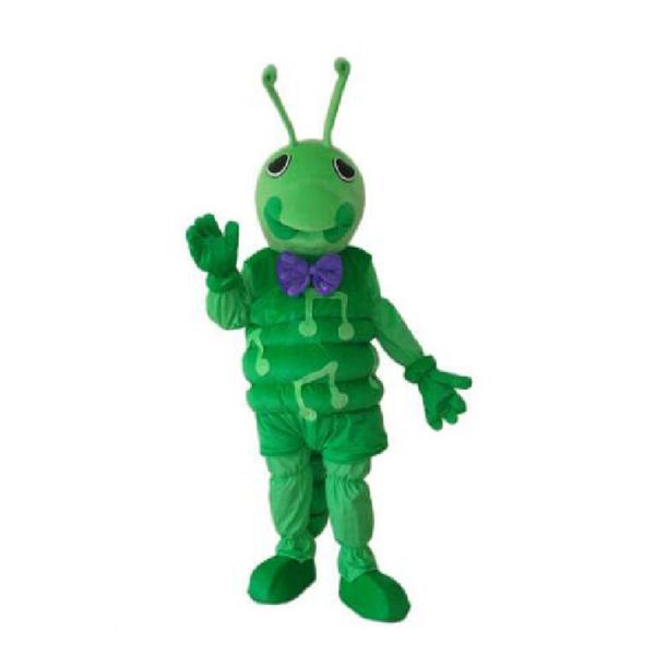 Costume de mascotte de ver vert d'Halloween de haute qualité Personnaliser le personnage de thème d'anime en peluche d'animal de dessin animé Taille adulte Robe fantaisie de carnaval de Noël