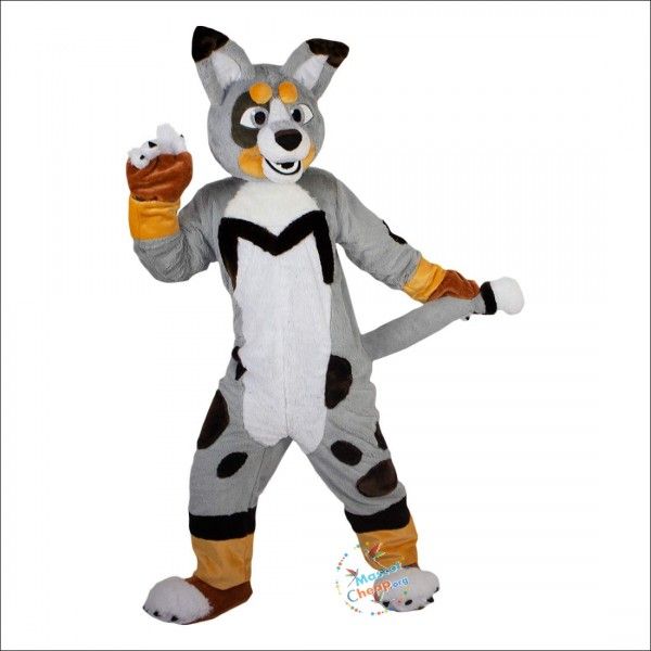 Halloween gris renard chien Husky dessin animé mascotte Costume lapin de Pâques en peluche costume thème déguisement publicité fête d'anniversaire Costume tenue