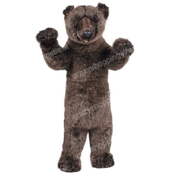 Disfraz de mascota de osos grizzly de Halloween Trajes de personajes de dibujos animados de alta calidad Trajes de vestir de carnaval de Navidad Fiesta de cumpleaños unisex Traje al aire libre