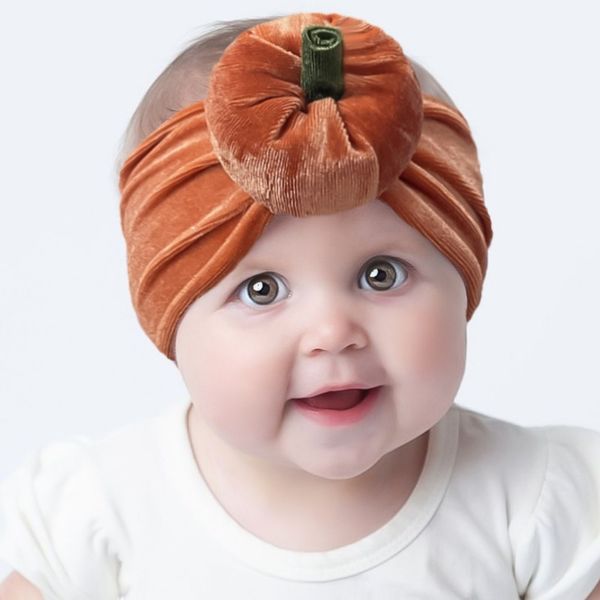 Accesorios para el cabello de Halloween Baby Pumpkin Pascua Diebar terciopelo Turban