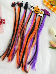 Pince à cheveux d'halloween pour bébés filles, épingle à cheveux fantôme chauve-souris citrouille chat, nœud Long pompon, Barrettes d'halloween 5458808