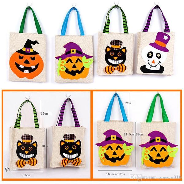 Halloween Handbag Candy Sac Organisateur Bag Black Cat Cat Pumpkin Sac cadeau Imprimé Kid Halloween Sacs Sacs de fête WVT0562
