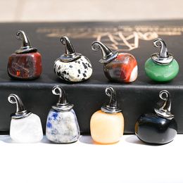 Halloween Hat Natural Crystal Stone Pendant Amethyst Opal Red Agate Charms For Ketters Vrouwen mannen sieraden maken