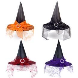 Halloween-hoed, heksendecoratie rekwisieten, cosplay voor volwassenen en kinderen, heksengaas, hoofddeksel, polyester taf