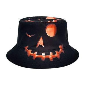 Los Sombreros De Halloween Son Divertidos Y Lindos para Niños Y Adultos Nuevo Sombrero De Pescador Creativo Calabaza De Halloween Cara De Fantasma Estampado De Olla Sombrero Protección Solar Lateral Y Sombrero De Sombrilla