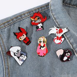 Halloween Hazbin Hotel Personnages drôles Pin d'émail mignon films anime jeux épingles en émail dur collectionne le cartoon métaton broche sac à dos sac de sac à dos collier badges