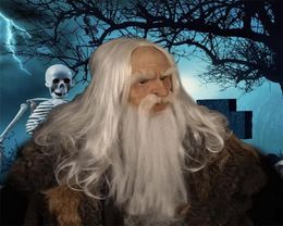 Halloween Headgear Reliste Old Man Masks Masks Latex Long Hair Wizard Performance Prix pour Halloween Costume Cosplay Party 2207113950421