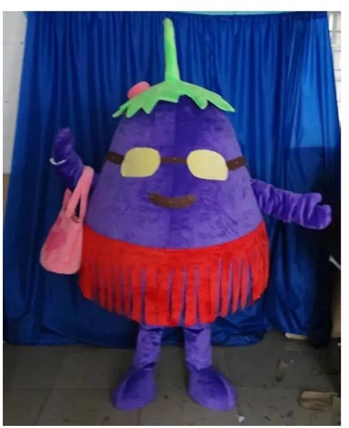 Costume de mascotte d'aubergine de haute qualité pour Halloween, personnage de dessin animé, personnage de carnaval de Noël, Costumes fantaisie pour adultes