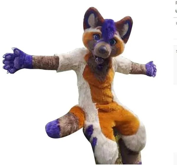 Halloween haute qualité Furry Husky Fox mi-longueur fourrure mascotte ensemble de costumes jeu de rôle robe de jeu Costume de noël pâques taille adulte vêtements de carnaval