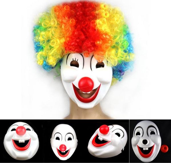 Halloween Hite Clown Masque de nez rouge Funny Fancy Dress Party Jester Jolly Mask Masque de mascarade en PVC Masques de carnaval blanc accessoires d'événement festif