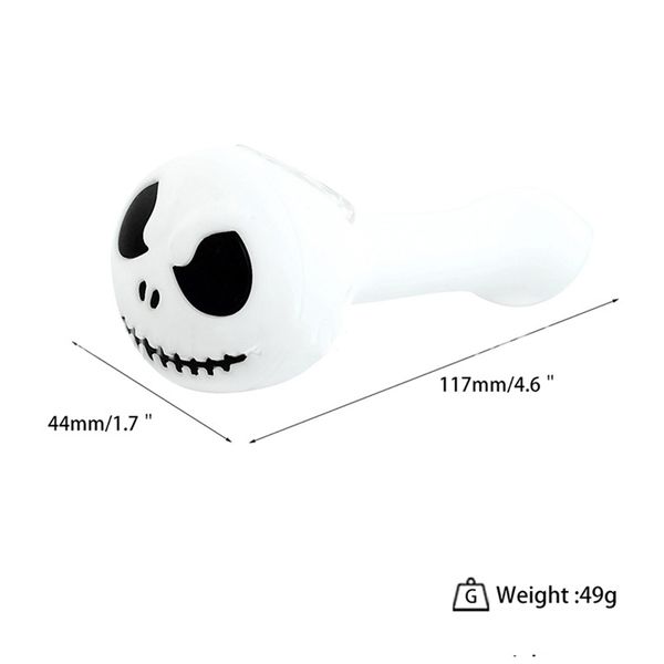 Cachimbas de Halloween Calavera Pipa de mano de silicona Pipas para fumar Quemador de aceite de vidrio Accesorios para herramientas de tabaco Cuchara Dab Rigs SP300