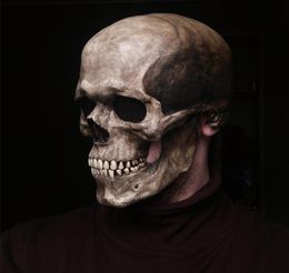 Halloween horror volwassen schedel mond beweegbaar masker vol gezicht angst flexibel skelet maskers latex hoofddeksel maskerade feest reünion pro2900171