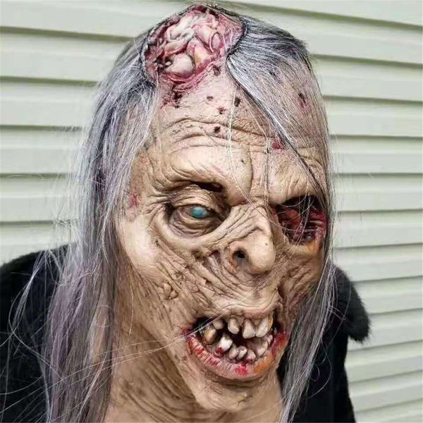 Halloween Horror Latex Head Cover Zombie Mask Haunted House Dress Up Mask Convient pour Halloween Pâques Rave Parties