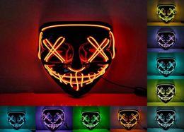 Halloween Horror Mask Cosplay LED Mask Light Up El Wire Scary Mask Glow In Dark Masque Festival Party Masks Cyz32347822496