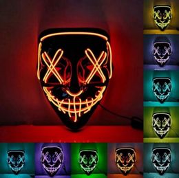 Máscara de terror de Halloween Cosplay Máscara LED Iluminar EL Wire Scary Glow In Dark Masque Festival Suministros B1011