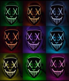 Halloween Horror Mask LED Masques brillants Purge Masques Masque Mascara Costume DJ Party Light Up Masks Glow in Dark 10 Colors W00235305372