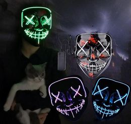 Halloween Horror Mask LED gloeiende maskers Purge maskers verkiezing Mascara kostuum DJ Party Light Up Masks Glow In Dark 10 Colors 8799208