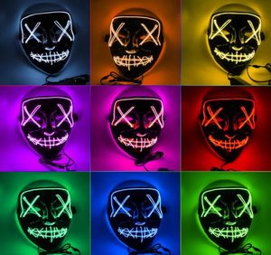 Halloween Horror Masks LED Masque brillant Purge Masques Masque Mascara Costume DJ Party Light Up Masks Glow in Dark 10 Colors Party 6815241
