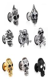 Halloween Horror Skull Stud Oread Orees Boucles Jewelry Mens Piercing en acier inoxydable Squelette Rock Rock Punk Boucles d'oreilles Jewelry 1PCS13152531