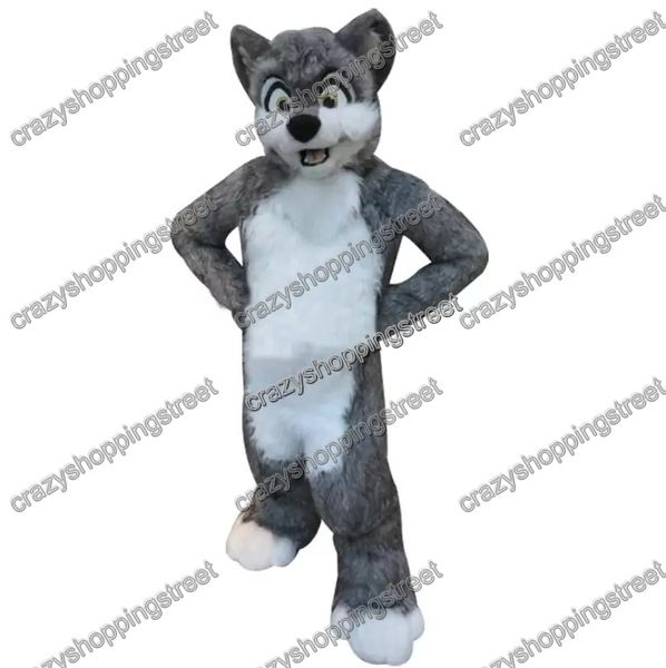 Costume de mascotte d'Halloween Husky Dog Fox Wolf Personnage de thème animal de dessin animé Costumes fantaisie de fête de carnaval de Noël Taille adulte Tenue d'extérieur