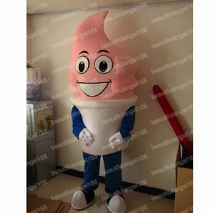 Costume de mascotte de crème glacée d'Halloween personnage de dessin animé en peluche de haute qualité Carnaval de Noël Adultes Fête d'anniversaire Fantaisie Outfit