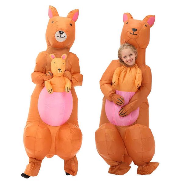 Disfraces inflables de Halloween para niños adultos Forma de canguro animal Vestidos de fiesta de cuerpo completo Traje de explosión Buen regalo para Gilrs Boys Q0910