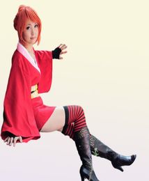 Halloween Japón Anime Mujeres Gintama Kagura Cosplay Dress Kimono Dress UNIFORM CLOEK SET COMPLETO Tamaño asiático 6013949