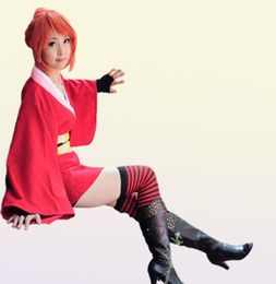 Halloween Japan Anime Femmes Gintama Kagura Cosplay Costume kimono robe uniforme Clinet complet