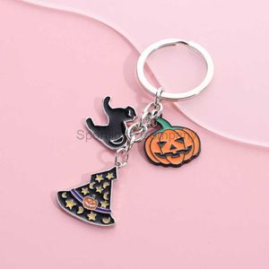 Halloween porte-clés chauve-souris citrouille fantôme chat gothique porte-clés pierre tombale porte-clés Festival cadeaux bijoux à bricoler soi-même porte-clés de voiture à la main
