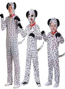 Halloween Niños Niños Mono Dálmata Spotty Dog Cosplay Viene Negro Blanco Lindo Animal Niños Mono Pijama para Adulto L2207147772803