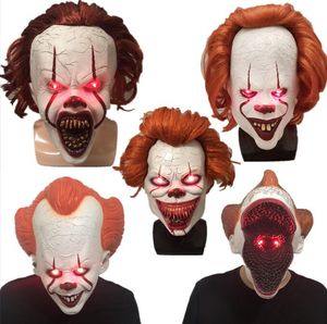 Halloween LED Clown Mask Light Up Eyes Scary mask Costume Party Silicone Mask Adult full face Joker Pennywise mask party carnaval rollenspel Prop