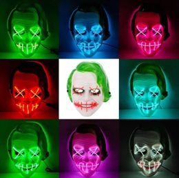 Halloween LED Cold Light Party Mask Green Hair Clown Bar Glowing DHL Shipping FY9557 Gros DD