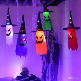 Halloween LED clignotant lumière chapeaux suspendus fantôme Halloween fête habiller brillant assistant chapeau lampe horreur accessoires pour la maison