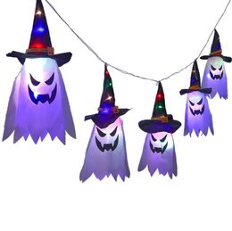 Halloween Led flitsende lichte hoeden hangen Ghost Halloween Party Dress Up Gloeiende Wizard Hat Lamp Horror Props for Home Bar Decoration SN6753