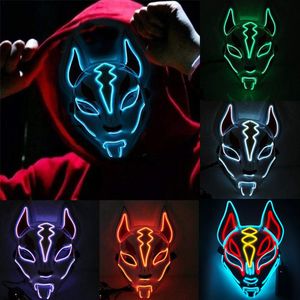 Halloween LED Fox Drift masker Koud Licht Gloedmasker Rollenspel partij rekwisieten Maskerade kostuum Carnaval volledig gezicht set 828