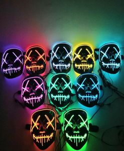 Halloween LED Masque brillant V Horror Ghost Mask Lighting El Wire DJ Bar Joker Face Guards Veil Costome Party Cosplay Masks GGA27485049197